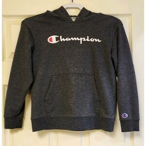 Boys Dark Grey Champion Hoodie Size M 10/12